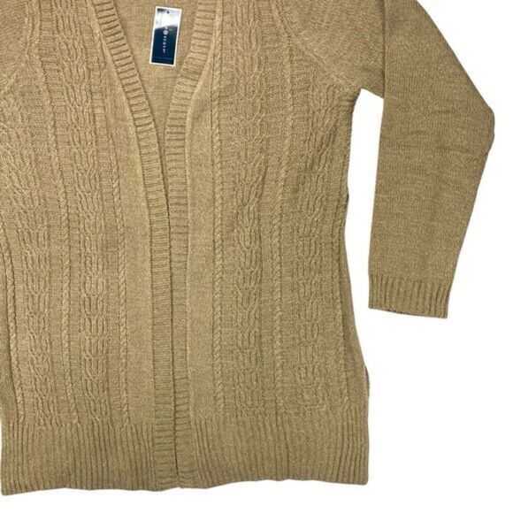 Karen Scott Open-Front Cable-Knit Duster Cardigan XL Chestnut Brown Sweater NEW - Picture 5 of 16